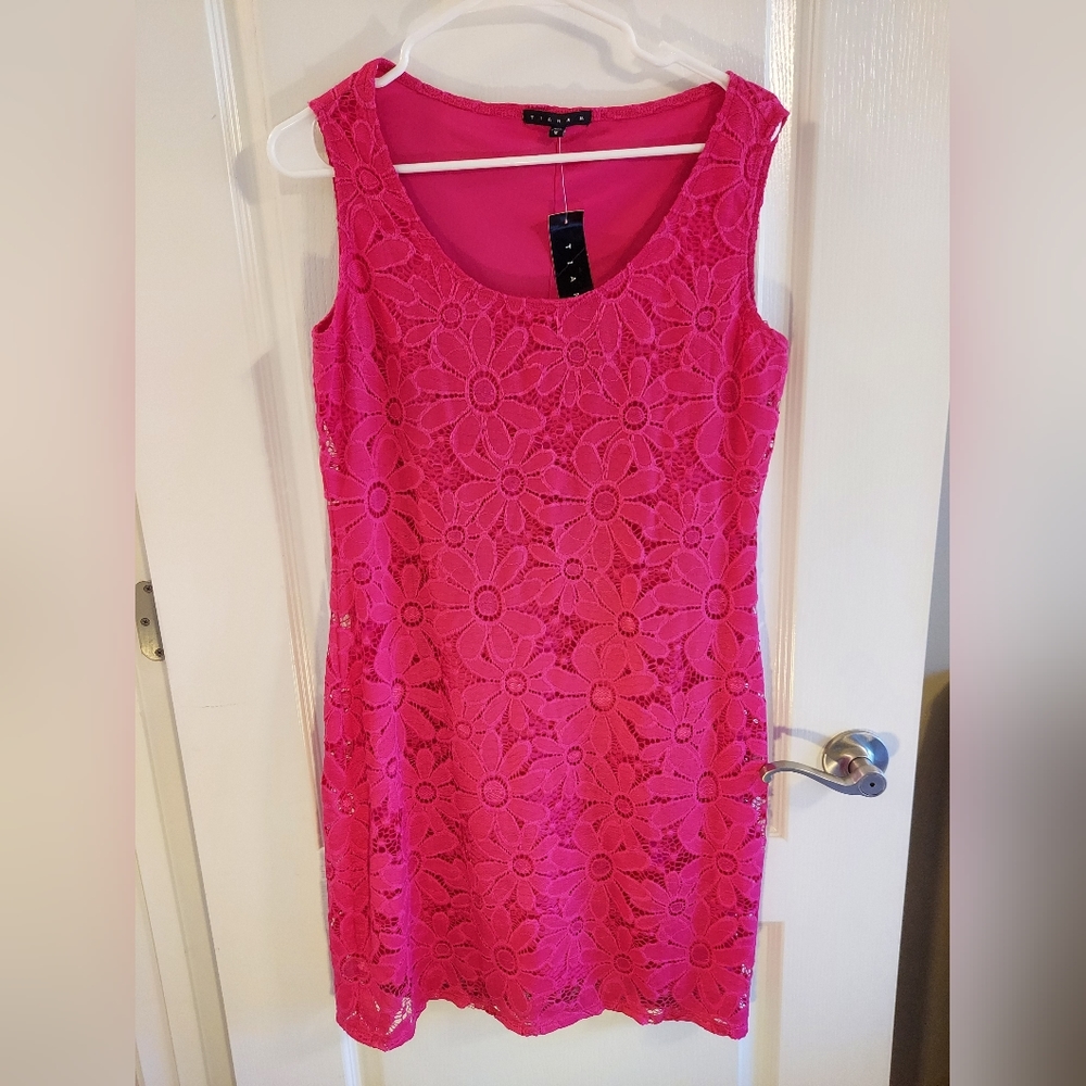 Pink Lace Sheath Dress